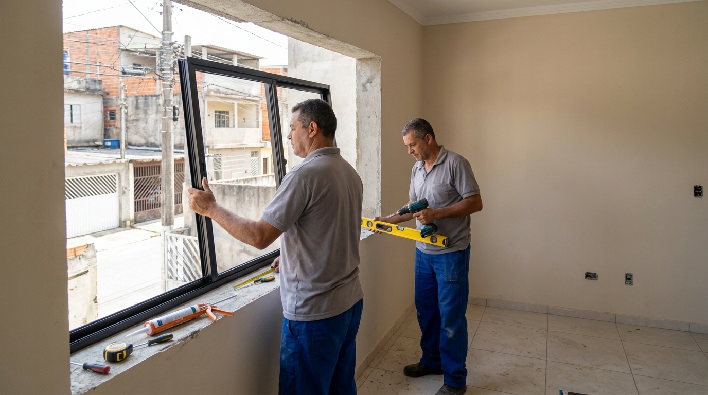 Esquadria de alumínio com vista para rua em Guarulhos-SP